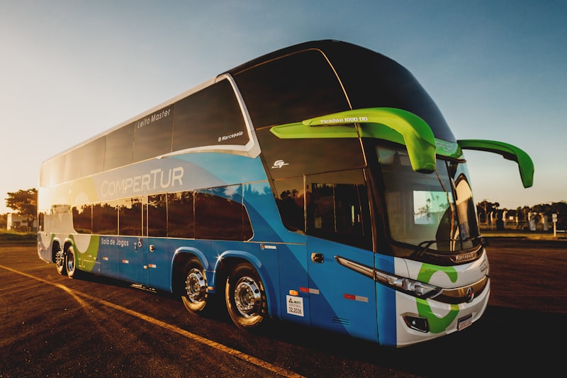Full Size White Luxury Motor Coach Bus Exterior