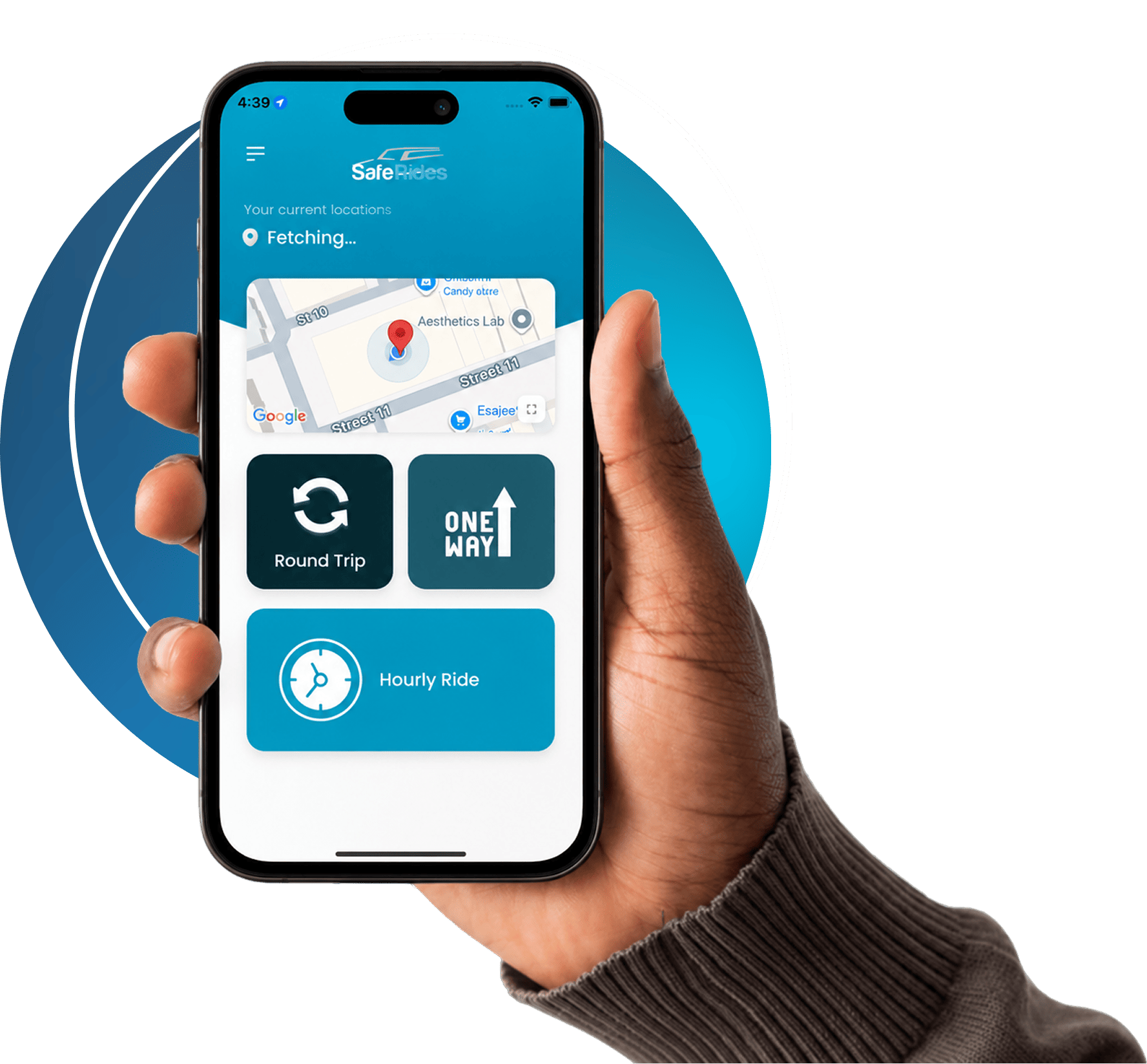 SafeRides Mobile App on iPhone